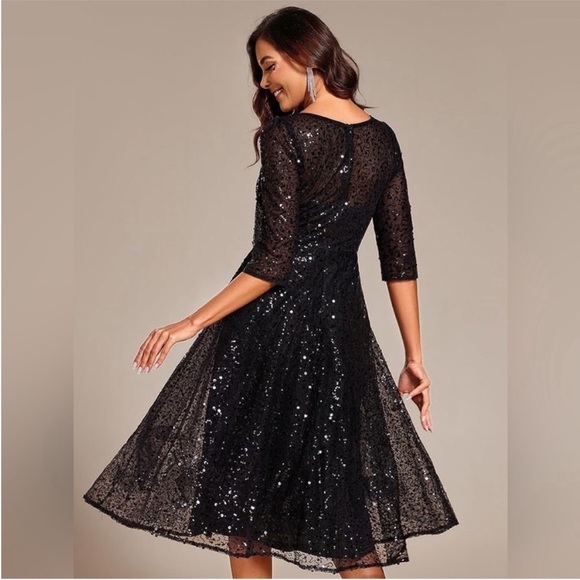 MSK Dresses & Skirts - MSK Black Sequin A-Line Midi Dress. Small. NWT.